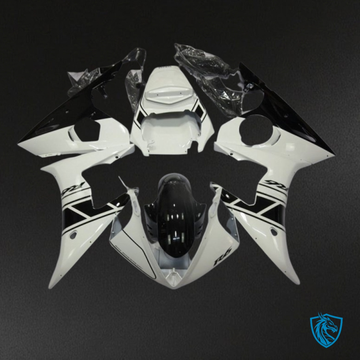 Yamaha YZF R6 (2003-2004) Glossy Black & White Fairing Kit - Aftermarket ABS Bodywork