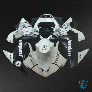 Yamaha YZF R6 (2003-2004) Black & White Jordan Fairing Kit - Aftermarket ABS Bodywork