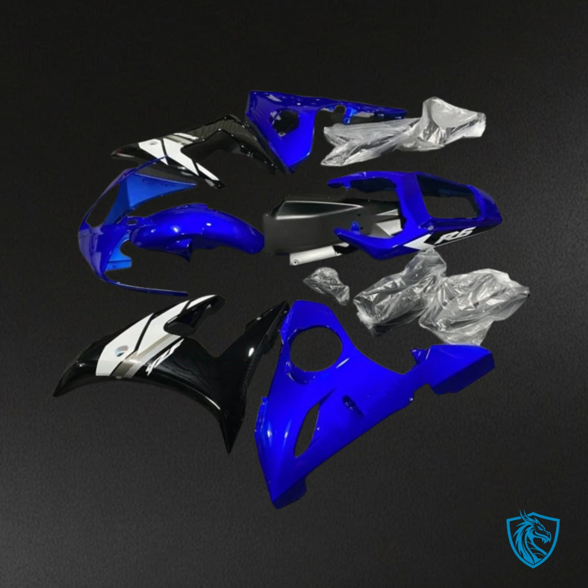 Yamaha YZF R6 (2003-2004) Gloss Blue, Black & White Fairings Kit | ABS Bodywork