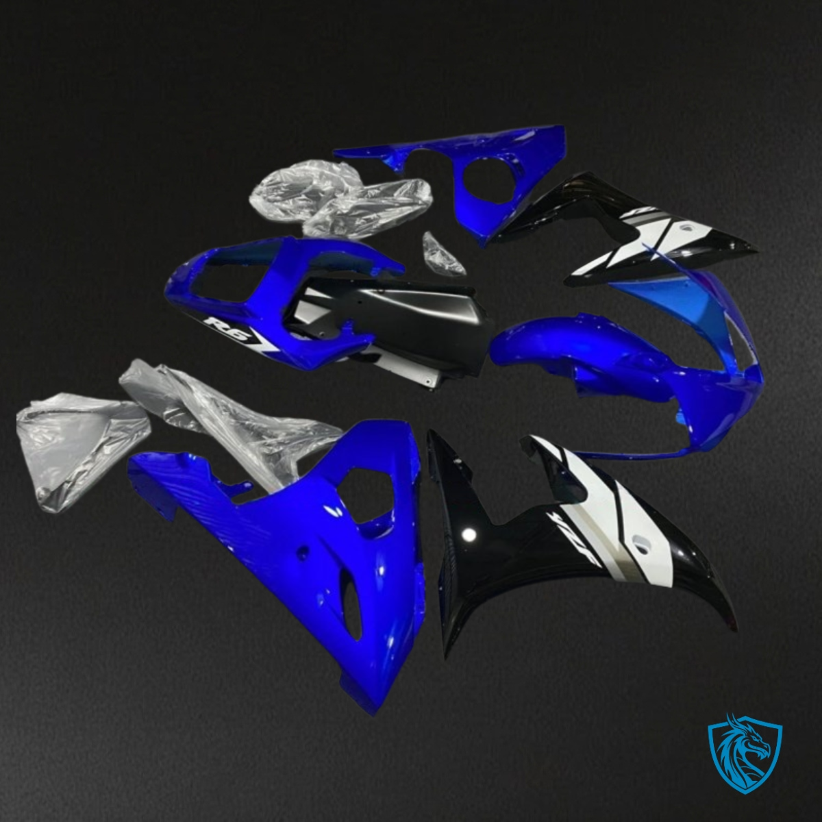 Yamaha YZF R6 (2003-2004) Gloss Blue, Black & White Fairings Kit | ABS Bodywork