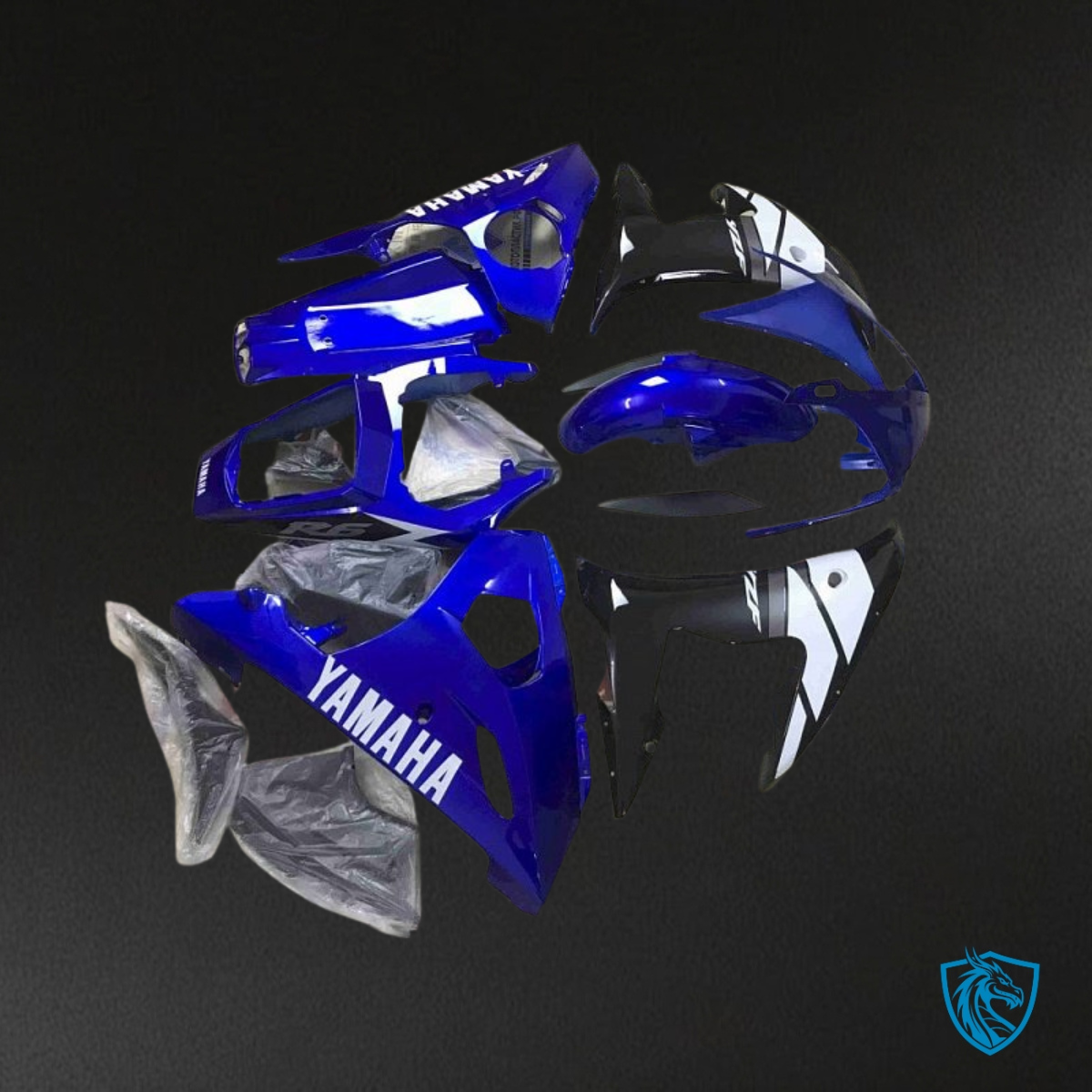 Yamaha YZF R6 (2003-2004) Blue & Black Fairing Kit - Aftermarket ABS Bodywork