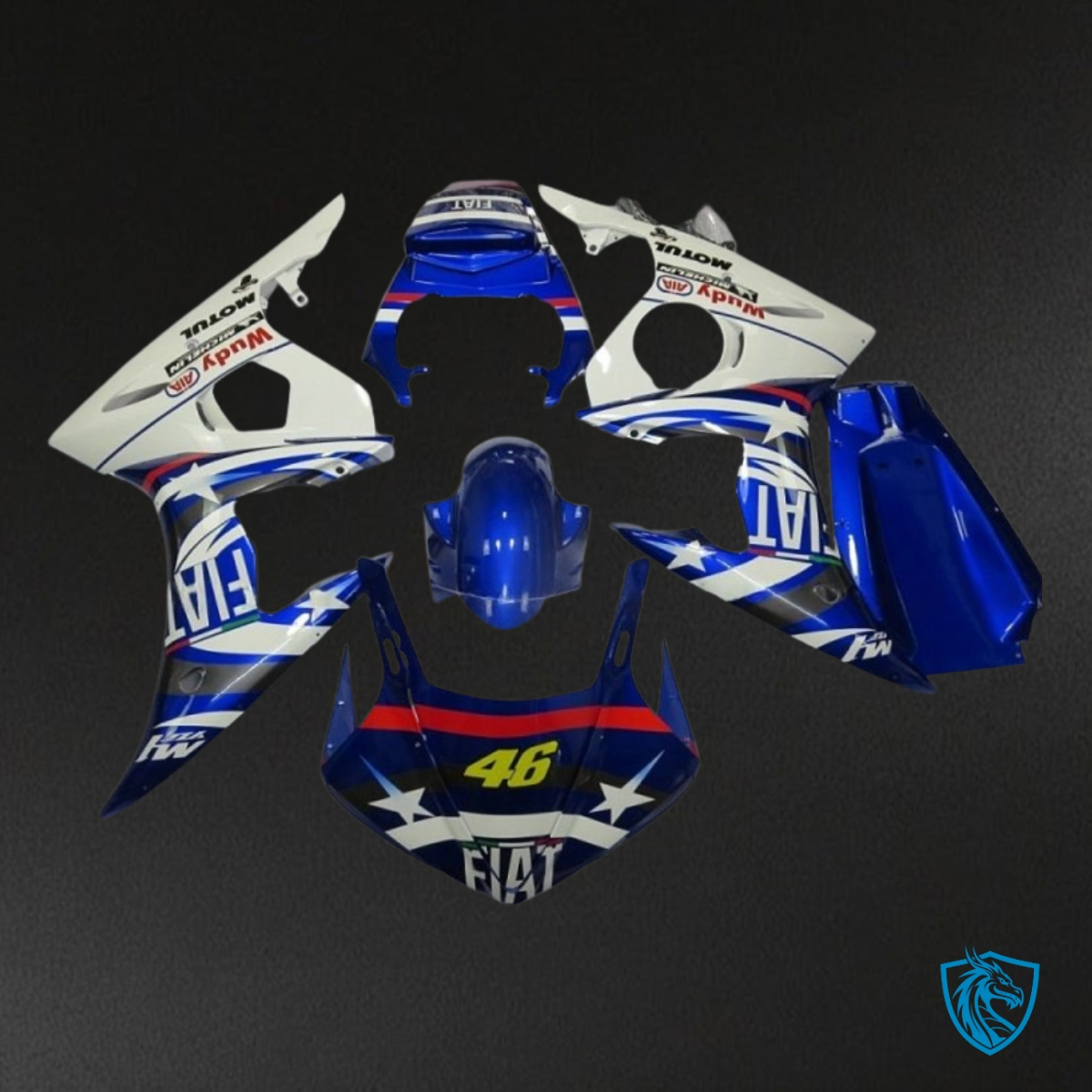 Yamaha YZF R6 (2003-2004) Blue & White with Fiat Logo - Custom ABS Fairing Kit