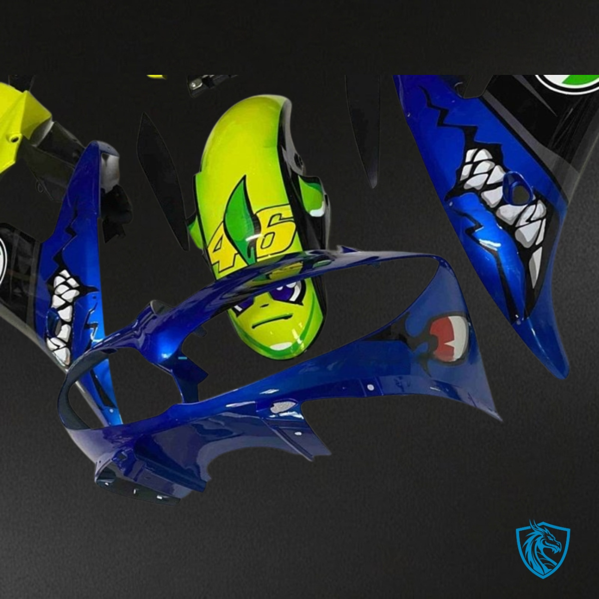 Yamaha YZF R6 (2003-2004) Blue, Black & Yellow Shark - Custom ABS Fairing Kit