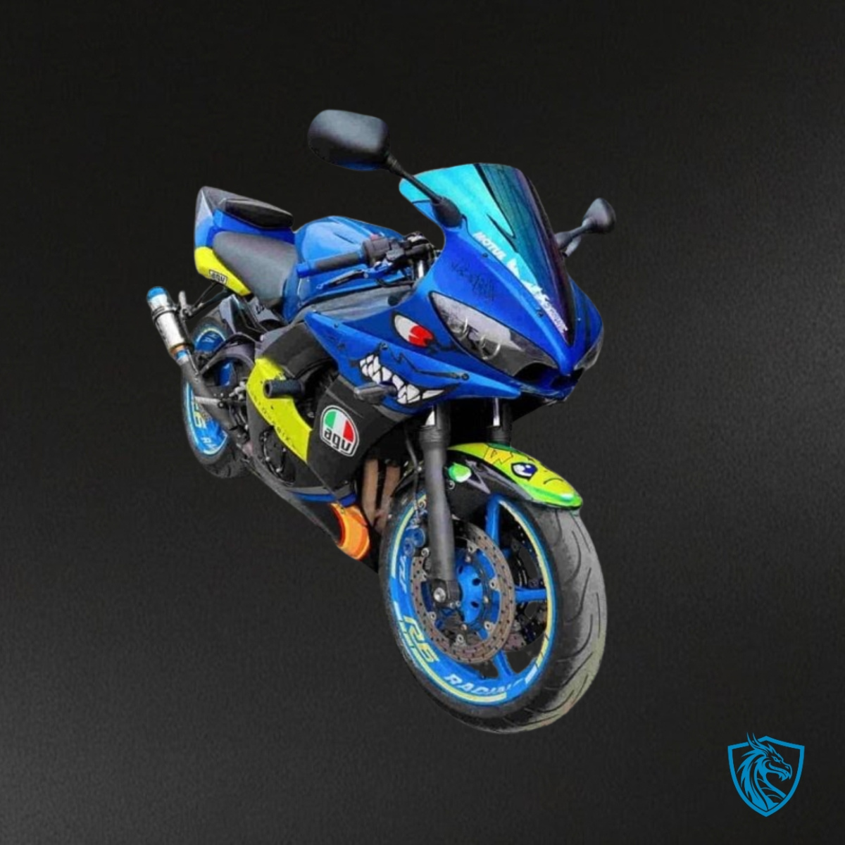 Yamaha YZF R6 (2003-2004) Blue, Black & Yellow Shark - Custom ABS Fairing Kit