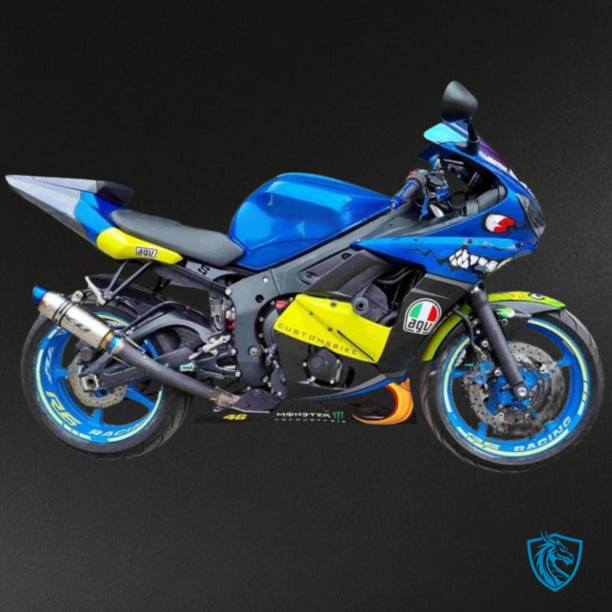 Yamaha YZF R6 (2003-2004) Blue, Black & Yellow Shark - Custom ABS Fairing Kit