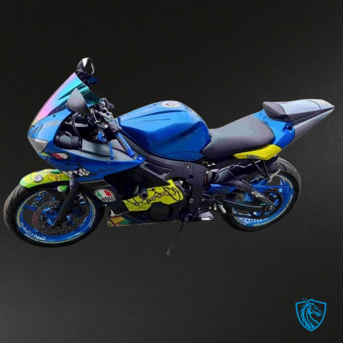 Yamaha YZF R6 (2003-2004) Blue, Black & Yellow Shark - Custom ABS Fairing Kit