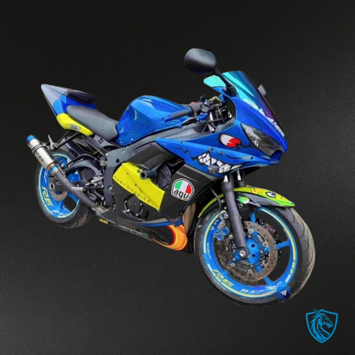 Yamaha YZF R6 (2003-2004) Blue, Black & Yellow Shark - Custom ABS Fairing Kit