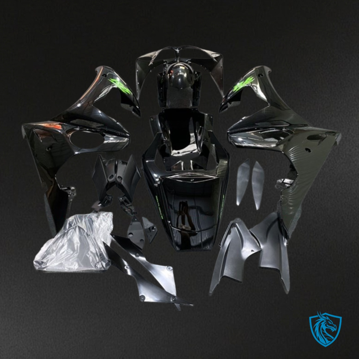 Yamaha YZF R6 (2003-2004) Gloss Black & Green Fairing Kit - Aftermarket ABS Bodywork