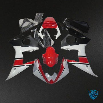 Yamaha YZF R6 (2003-2004) Black, Red & White No Logo Fairing Kit | ABS Bodywork