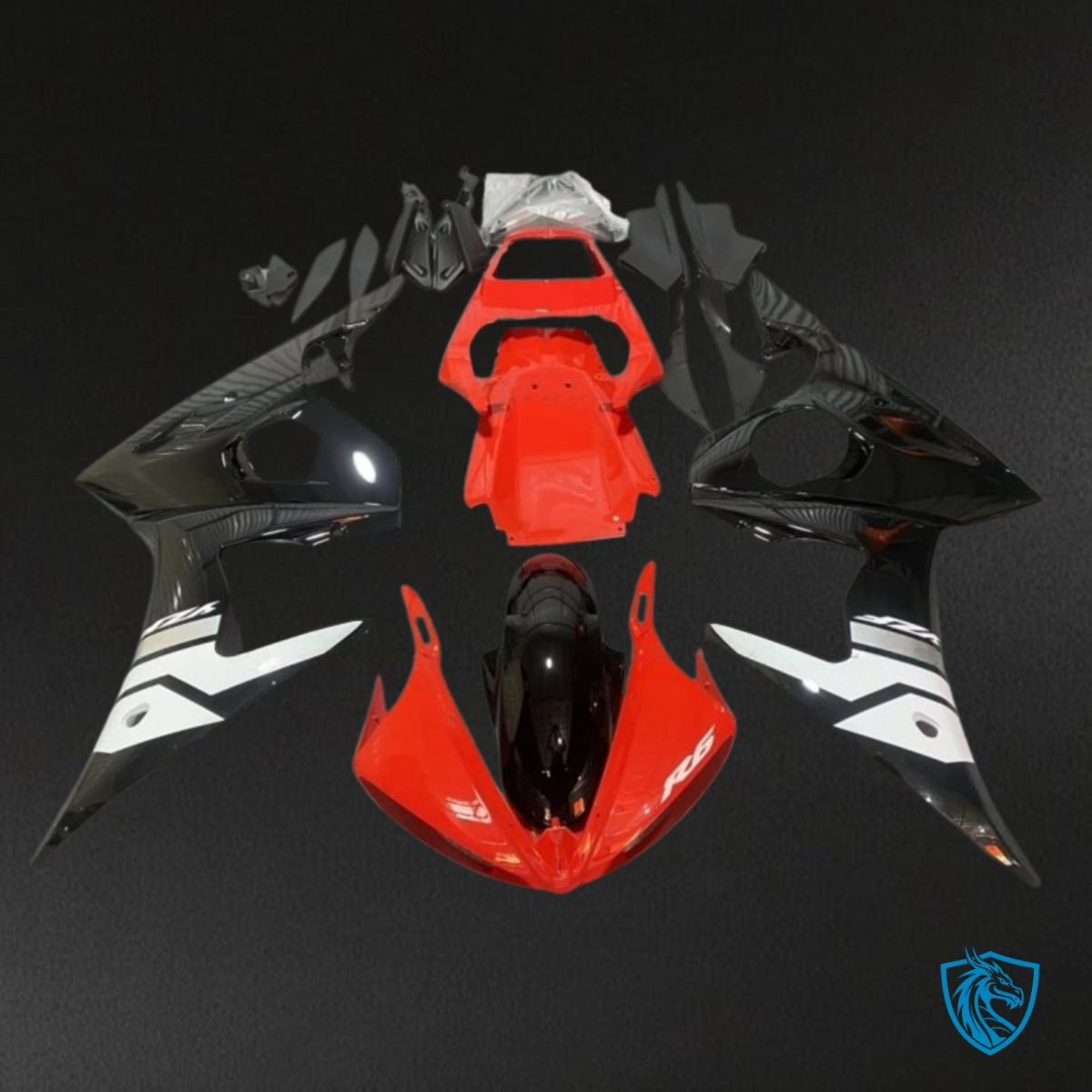 Yamaha YZF R6 (2003-2004) Red, Black & White Fairing Kit - Aftermarket ABS Bodywork