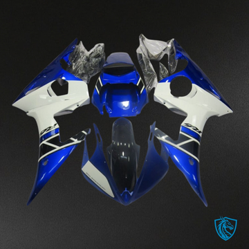 Yamaha YZF R6 (2003-2004) White, Black & Blue with White Logo - Custom ABS Fairing Kit