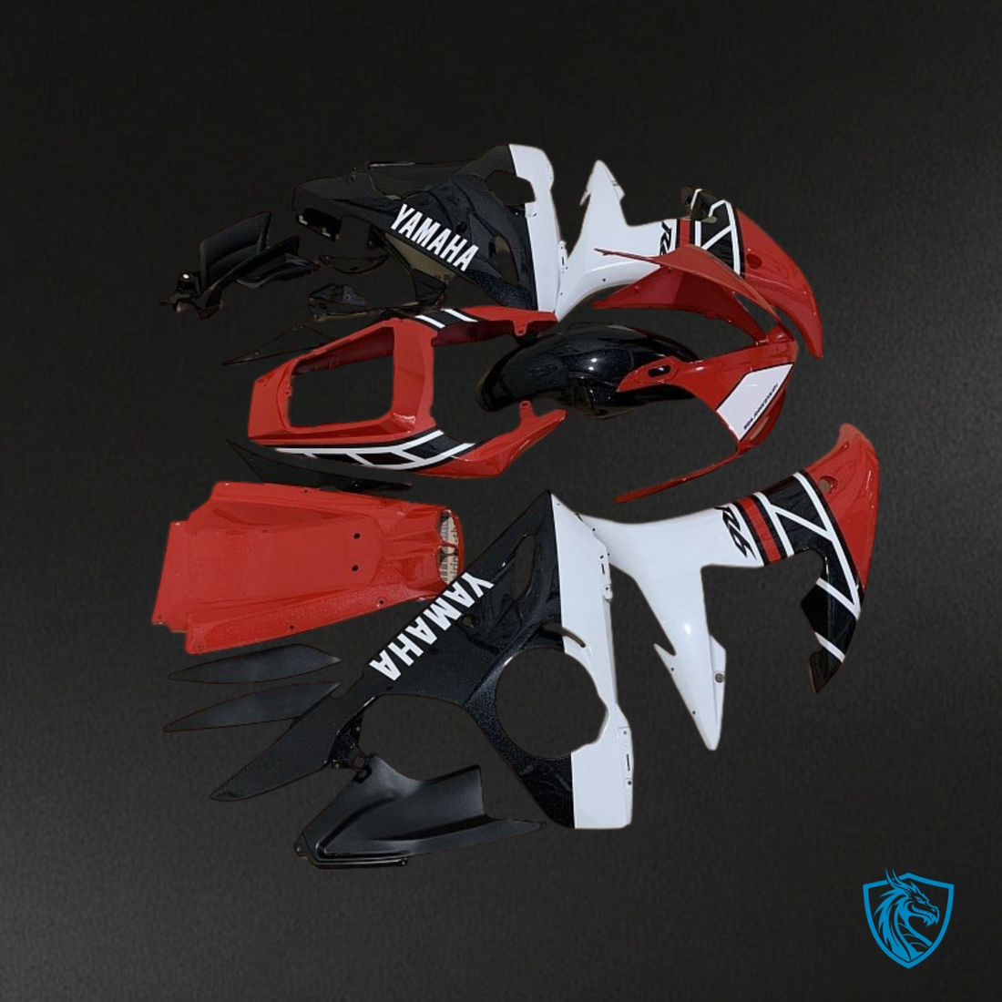 Yamaha YZF R6 (2004-2005) White, Black & Gloss Red - Custom ABS Fairing Kit