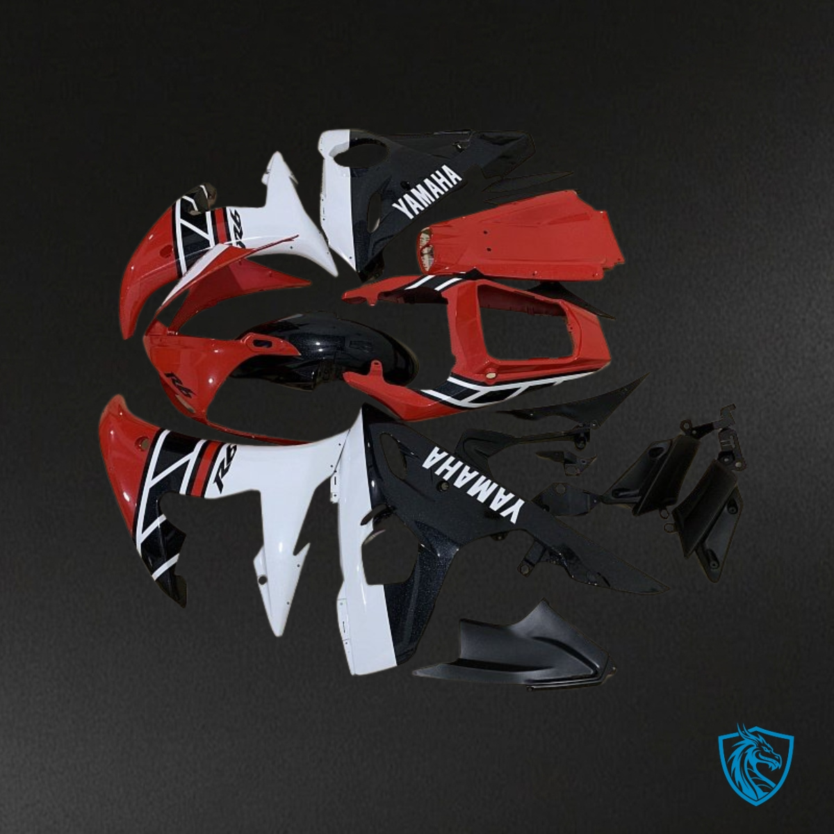 Yamaha YZF R6 (2004-2005) White, Black & Gloss Red - Custom ABS Fairing Kit
