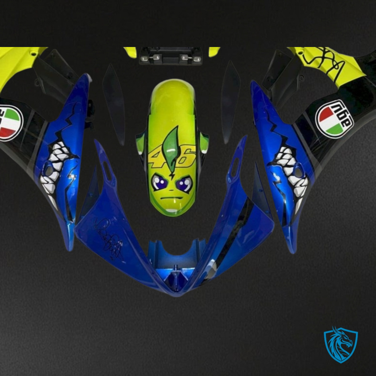 Yamaha YZF R6 (2004-2005) Blue, Yellow & Black Shark - Custom ABS Fairing Kit