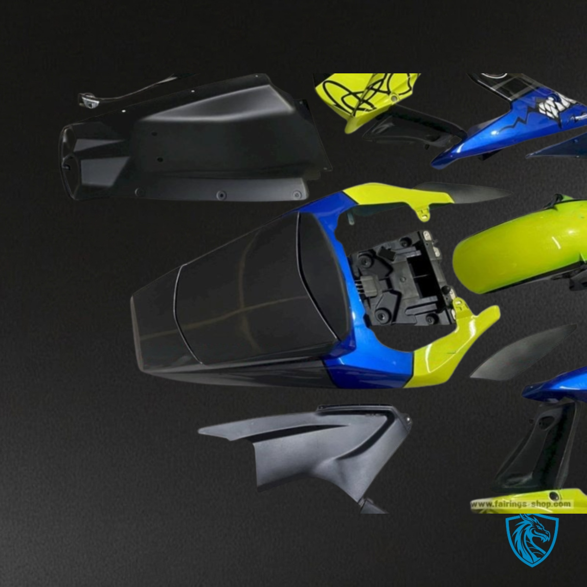 Yamaha YZF R6 (2004-2005) Blue, Yellow & Black Shark - Custom ABS Fairing Kit
