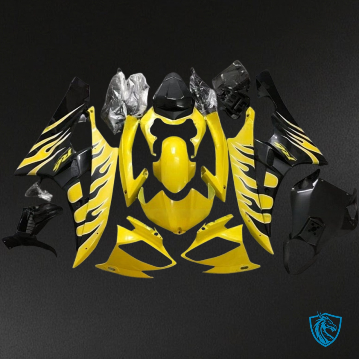 Yamaha YZF R6 (2006-2007) Black Flame & Yellow - Custom ABS Fairing Kit
