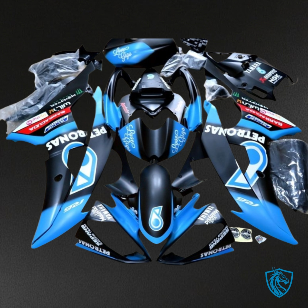 Yamaha YZF R6 (2006-2007) Black & Blue Petronas Fairing Kit - Aftermarket ABS Bodywork