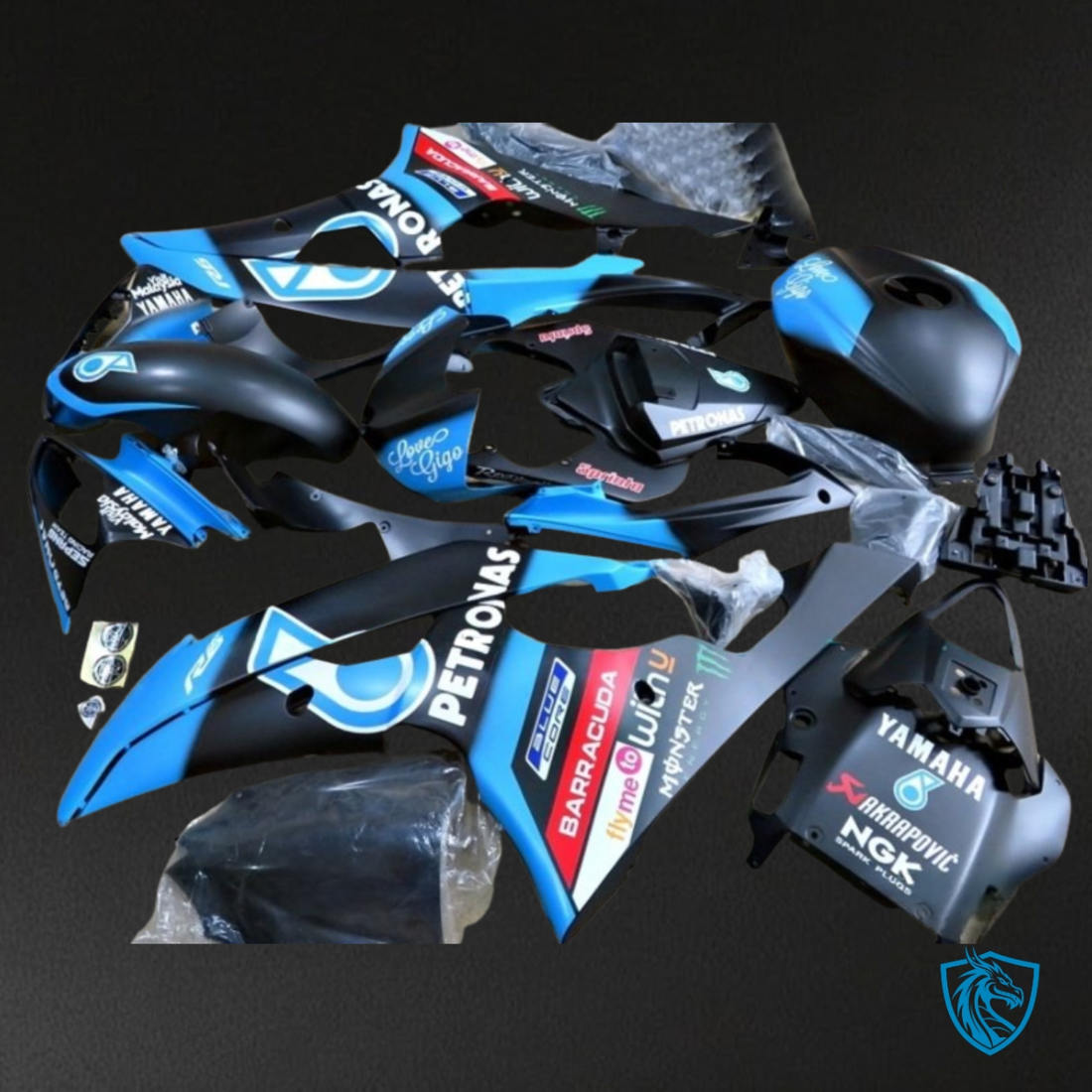 Yamaha YZF R6 (2006-2007) Black & Blue Petronas Fairing Kit - Aftermarket ABS Bodywork