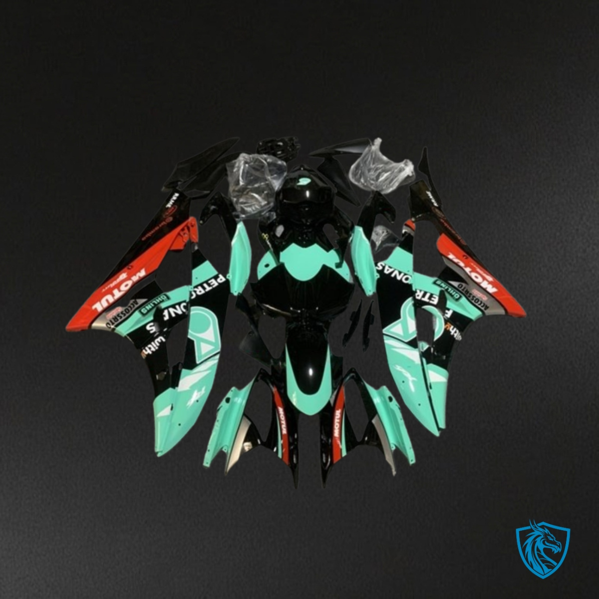 Yamaha YZF R6 (2006-2007) Black, Teal & Red - MERGEment Motorcycle Fairings Kit