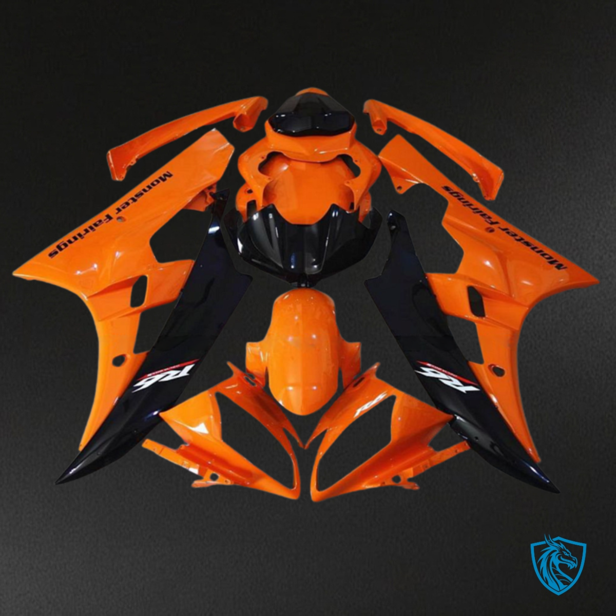 Yamaha YZF R6 (2006-2007) Black & Orange - Custom ABS Fairing Kit