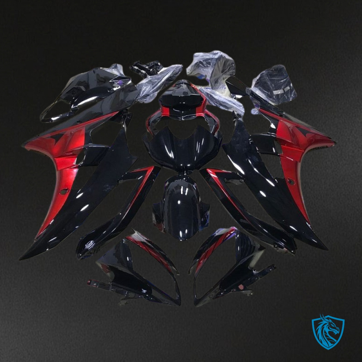 Yamaha YZF R6 (2006-2007) Gloss Black & Red Fairing Kit - Aftermarket ABS Bodywork