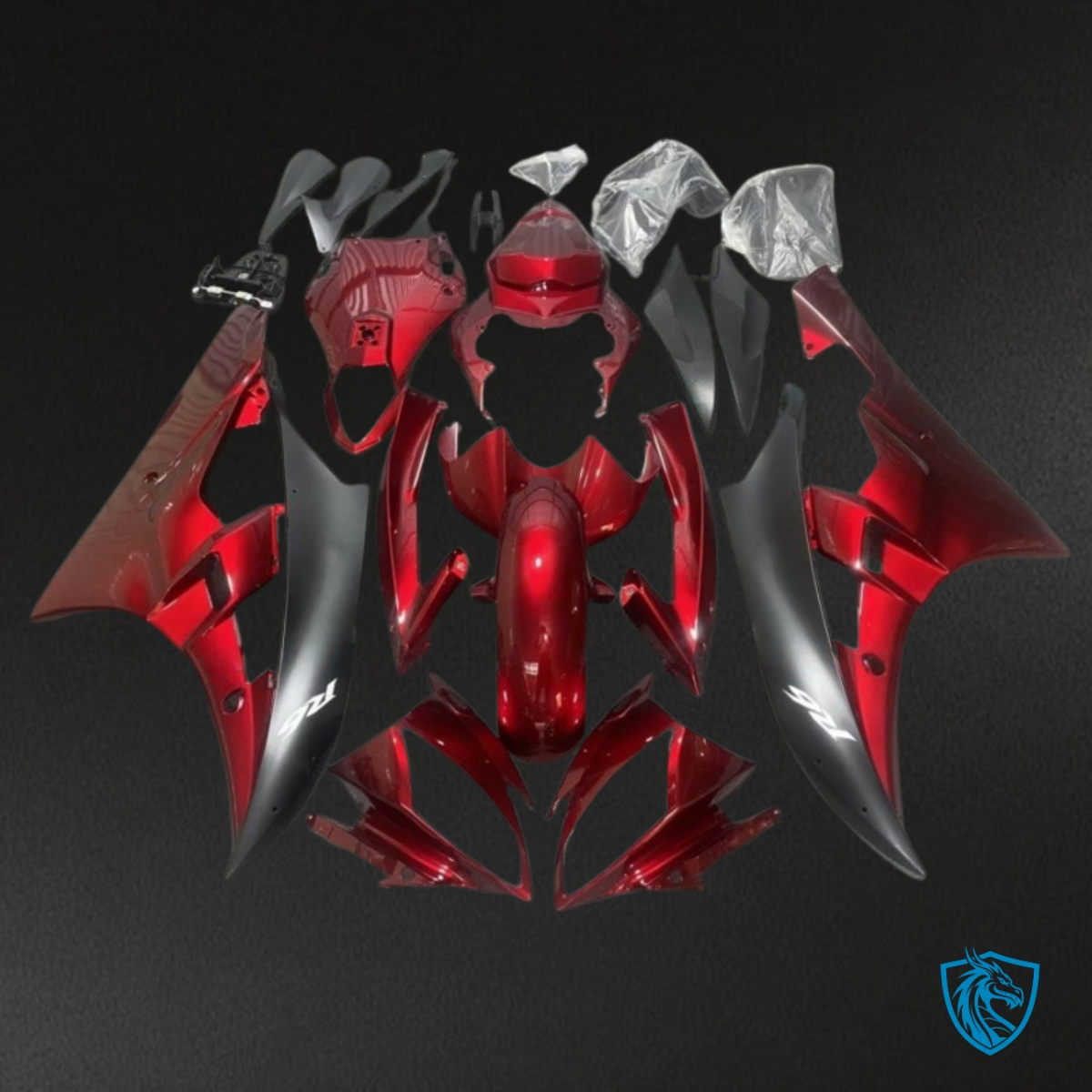 Yamaha YZF R6 (2006-2007) Black & Gloss Red Fairing Kit - Aftermarket ABS Bodywork