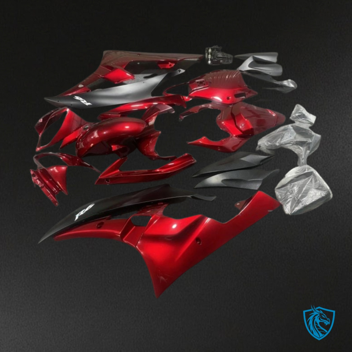 Yamaha YZF R6 (2006-2007) Black & Gloss Red Fairing Kit - Aftermarket ABS Bodywork