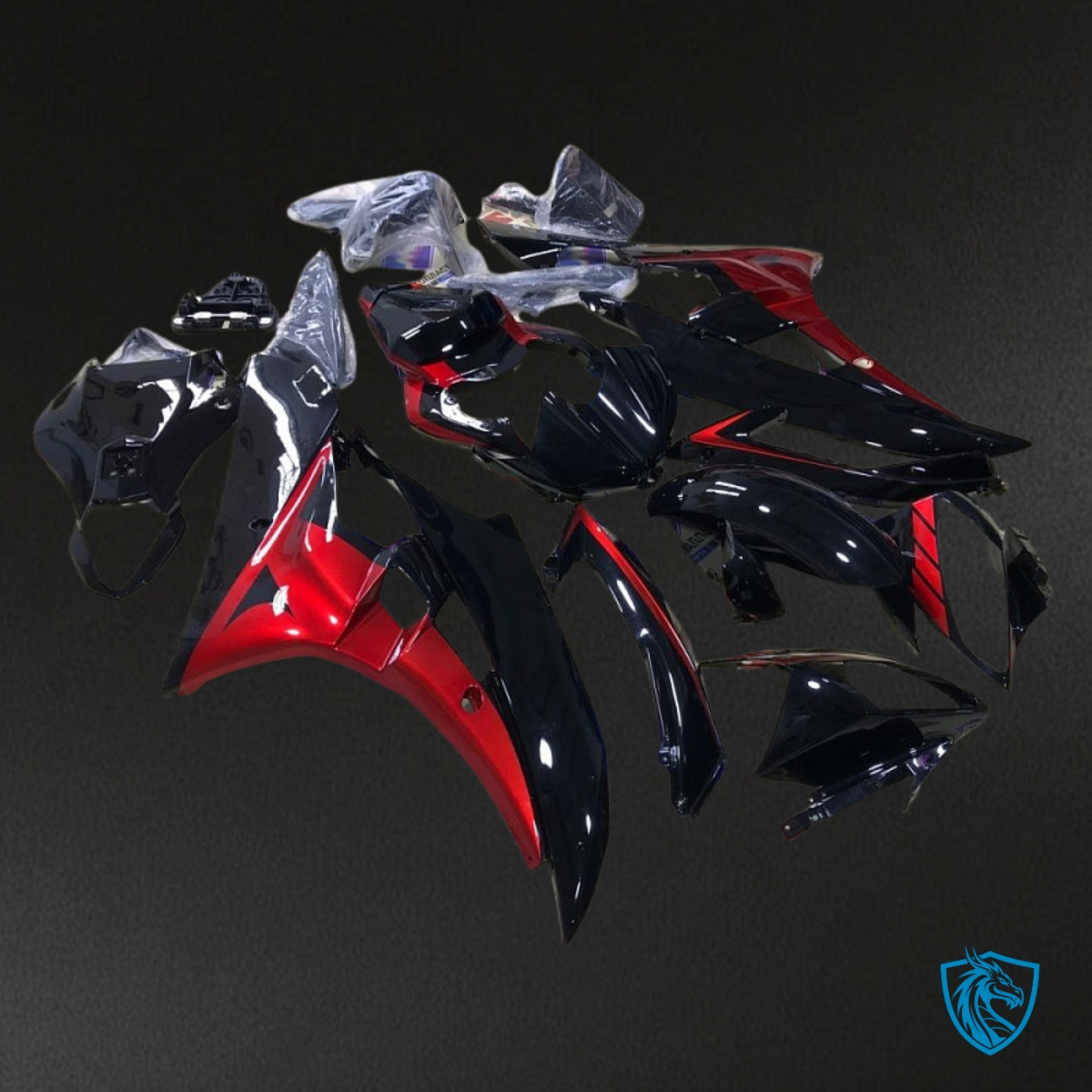 Yamaha YZF R6 (2006-2007) Gloss Black & Red Fairing Kit - Aftermarket ABS Bodywork