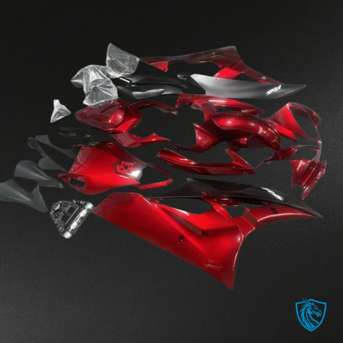 Yamaha YZF R6 (2006-2007) Black & Gloss Red Fairing Kit - Aftermarket ABS Bodywork