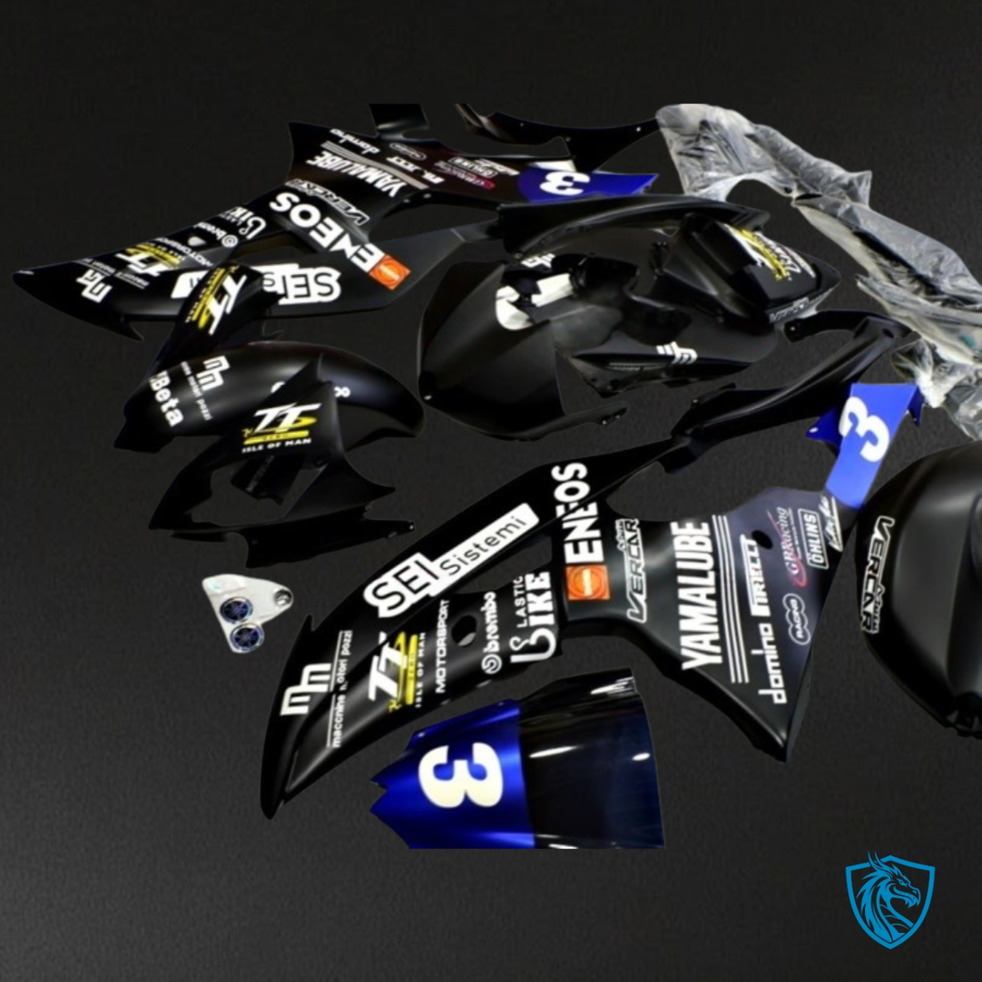 Yamaha YZF R6 (2006-2007) Black, White & Blue - MERGEment Motorcycle Fairings Kit