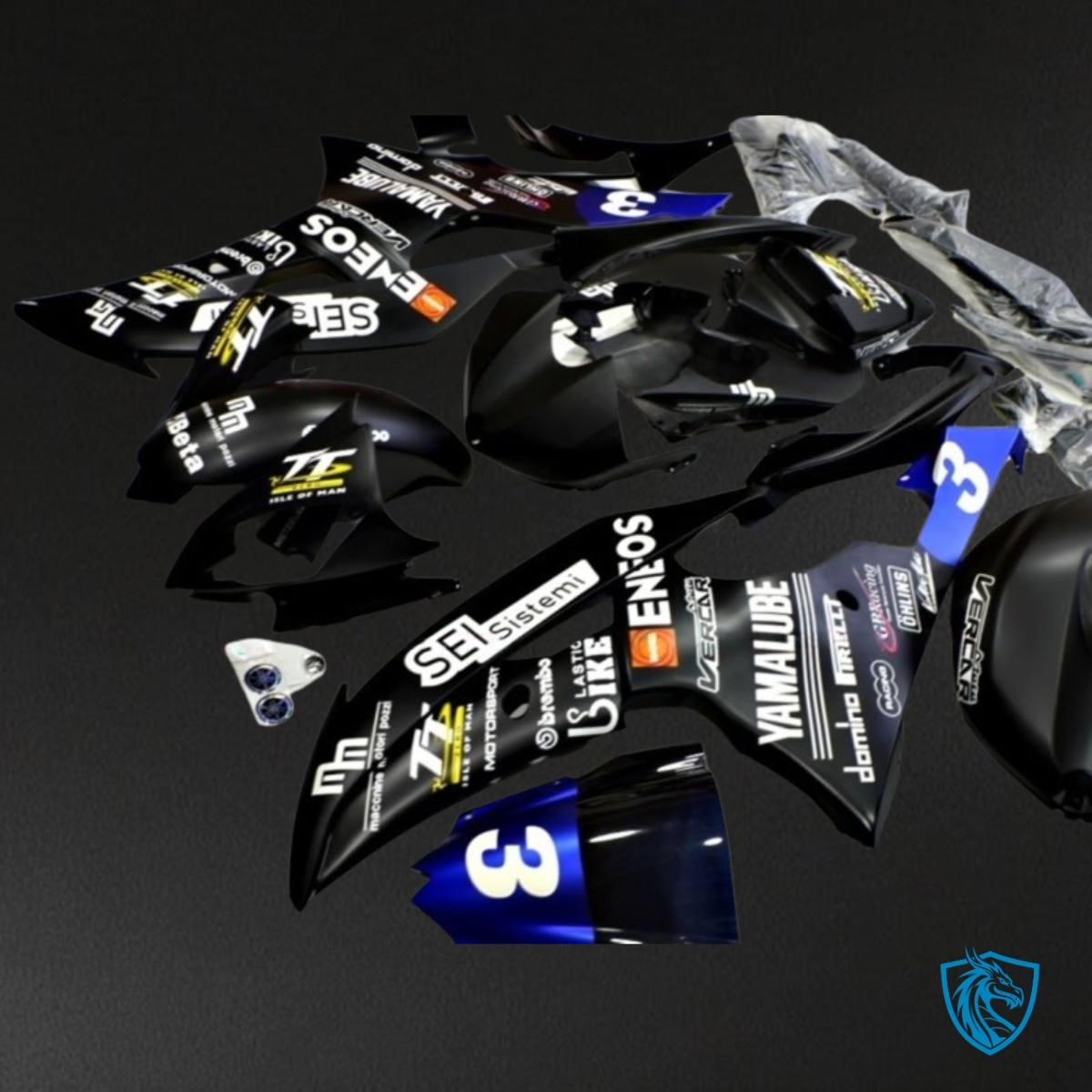 Yamaha YZF R6 (2006-2007) Black, White & Blue - MERGEment Motorcycle Fairings Kit