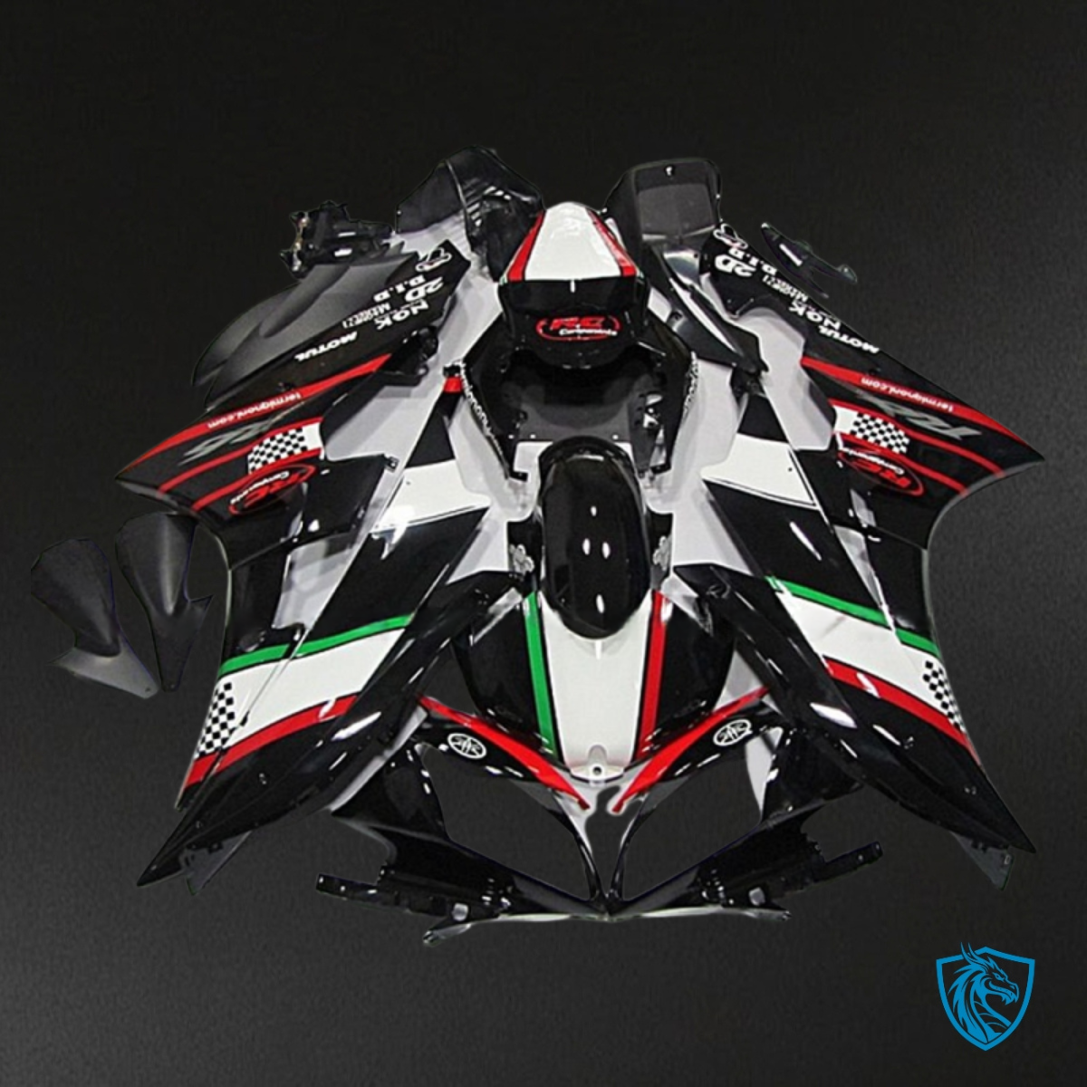 Yamaha YZF R6 (2006-2007) Black, Red & White Gloss - MERGEment Motorcycle Fairings Kit