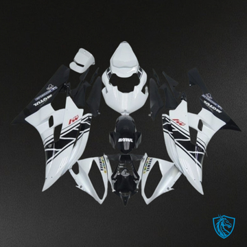 Yamaha YZF R6 (2006-2007) Black & White with Logos Fairing Kit | ABS Bodywork