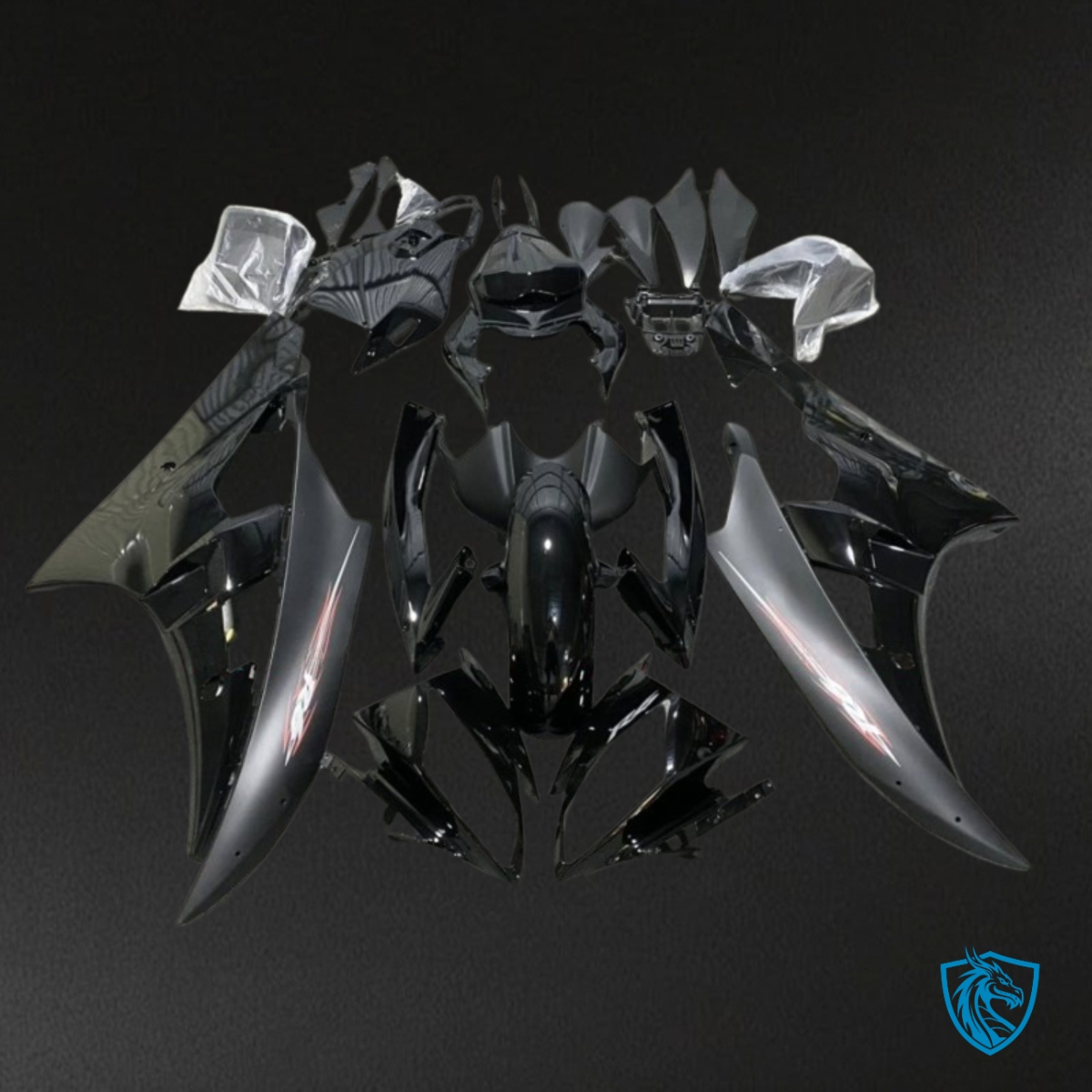 Yamaha YZF R6 (2006-2007) Matte Black & Dark Grey with Logo - Custom ABS Fairing Kit
