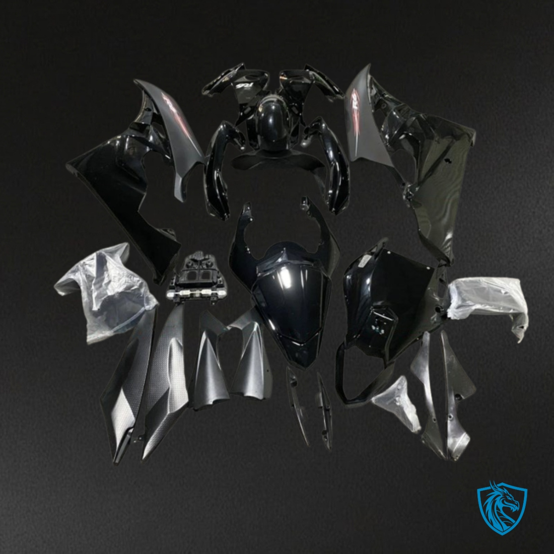 Yamaha YZF R6 (2006-2007) Matte Black & Dark Grey with Logo - Custom ABS Fairing Kit