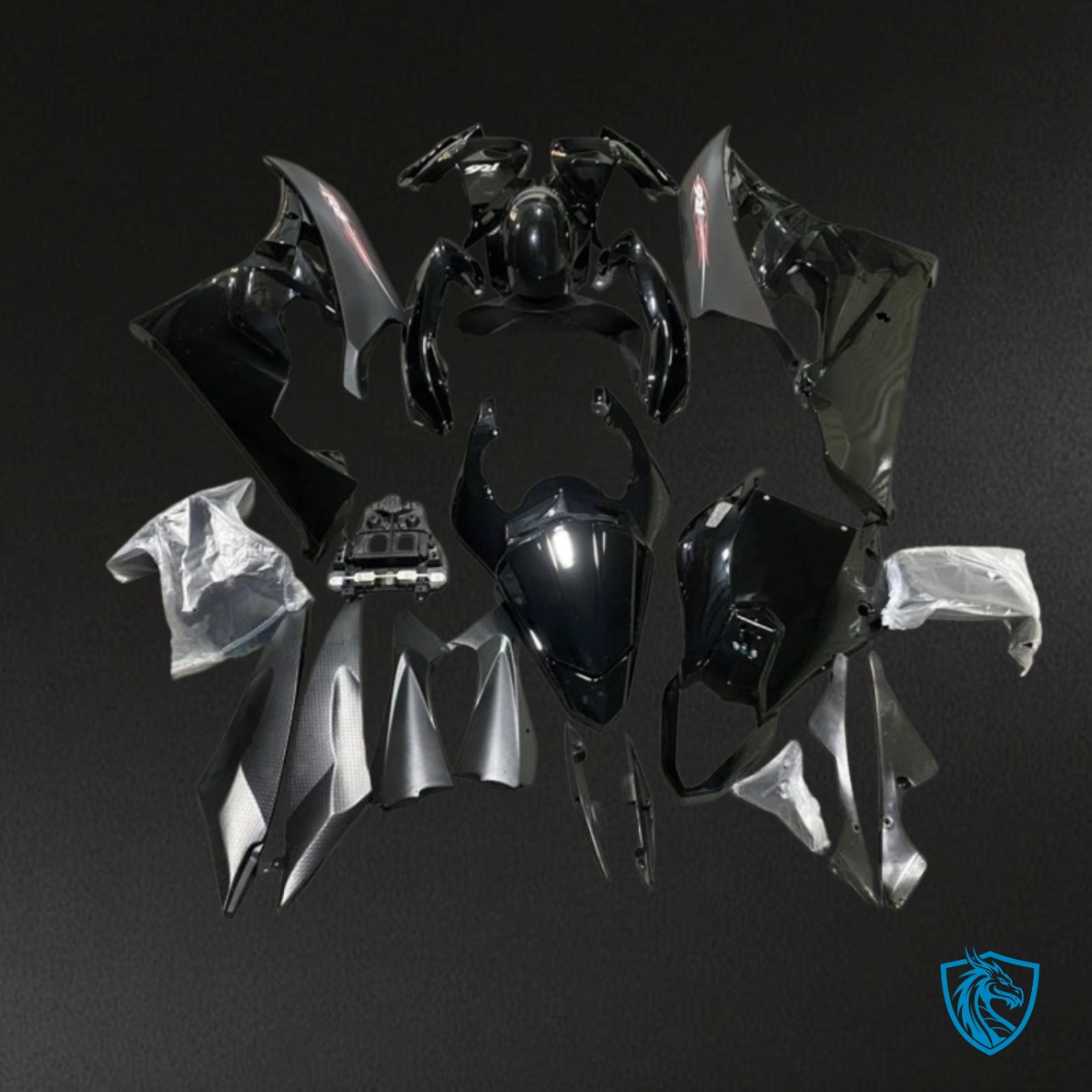 Yamaha YZF R6 (2006-2007) Matte Black & Dark Grey with Logo - Custom ABS Fairing Kit