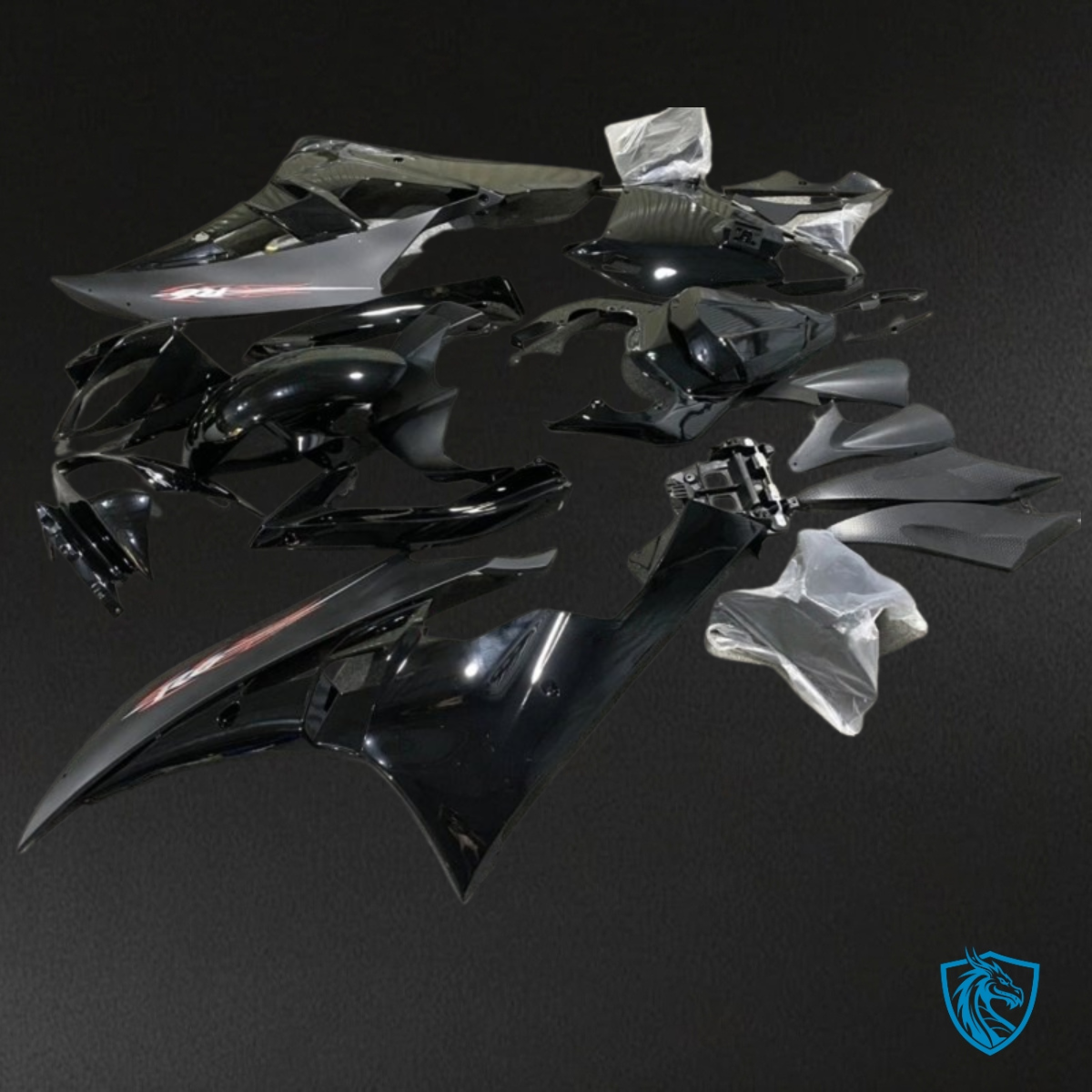 Yamaha YZF R6 (2006-2007) Matte Black & Dark Grey with Logo - Custom ABS Fairing Kit