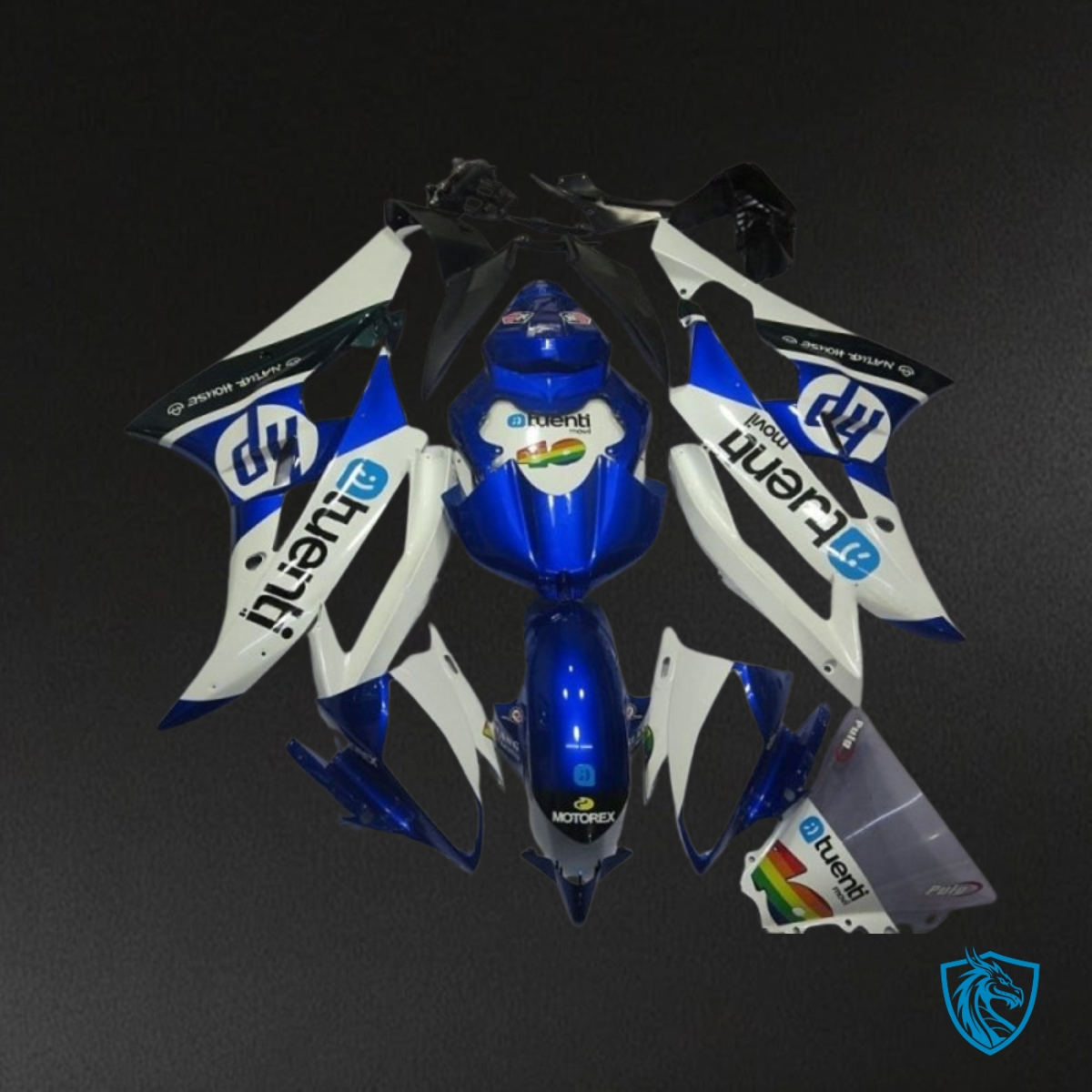 Yamaha YZF R6 (2006-2007) Blue, Black & White with Logos - Custom ABS Fairing Kit