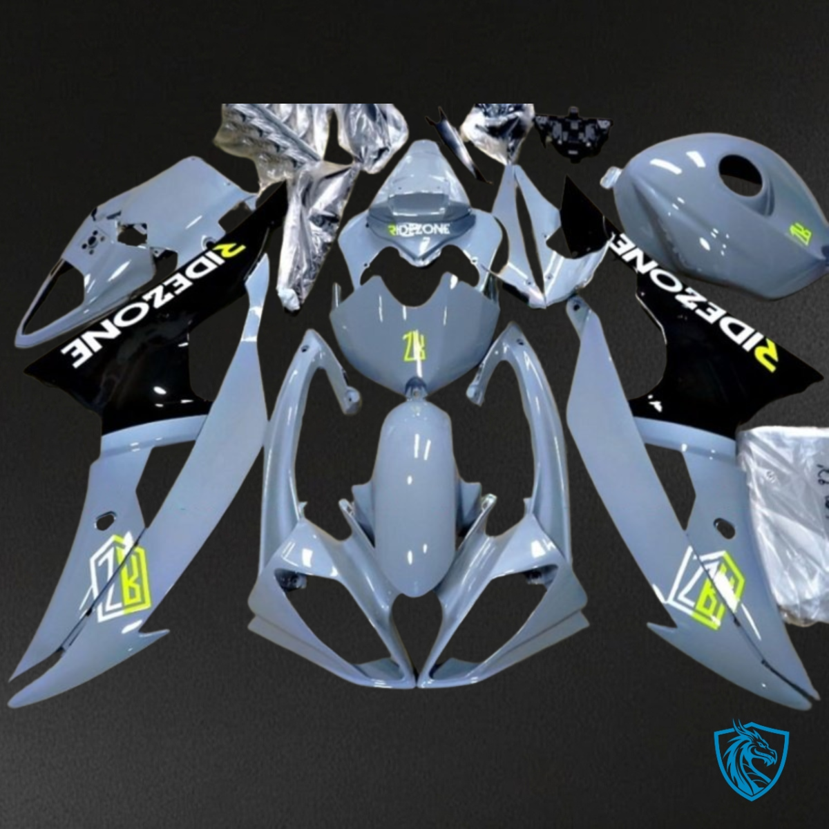 Yamaha YZF R6 (2006-2007) Gloss Gray & Black Fairing Kit - Aftermarket ABS Bodywork