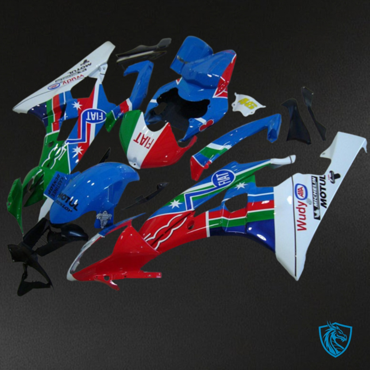 Yamaha YZF R6 (2006-2007) Green, Red, White & Blue - MERGEment Motorcycle Fairings Kit