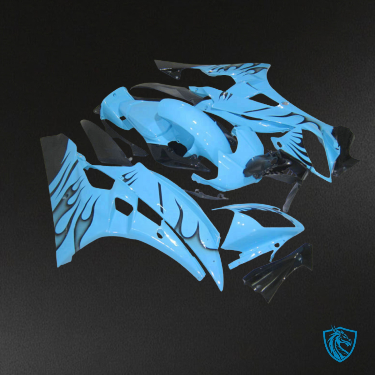 Yamaha YZF R6 (2006-2007) Light Blue & Black Fairing Kit - Aftermarket ABS Bodywork