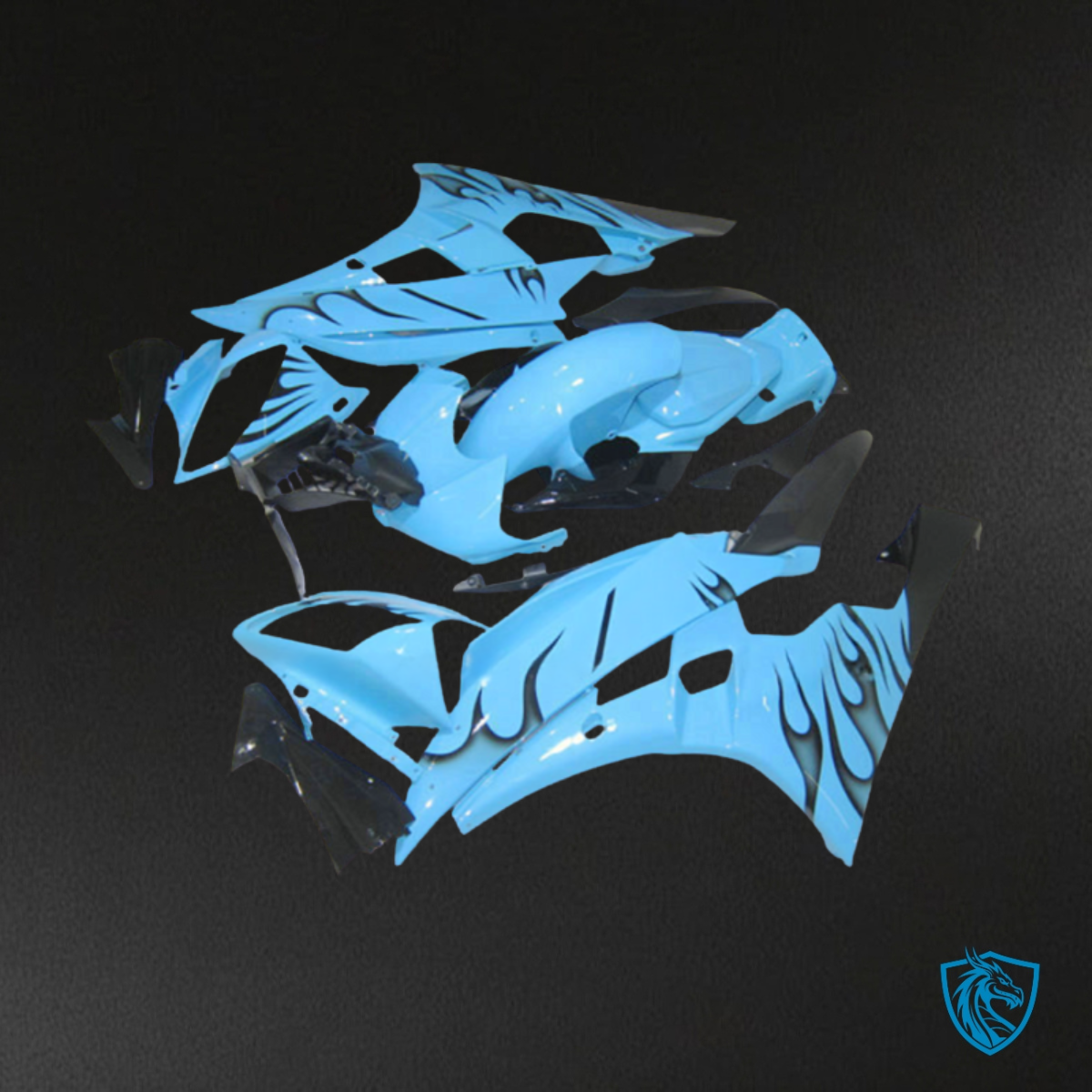Yamaha YZF R6 (2006-2007) Light Blue & Black Fairing Kit - Aftermarket ABS Bodywork