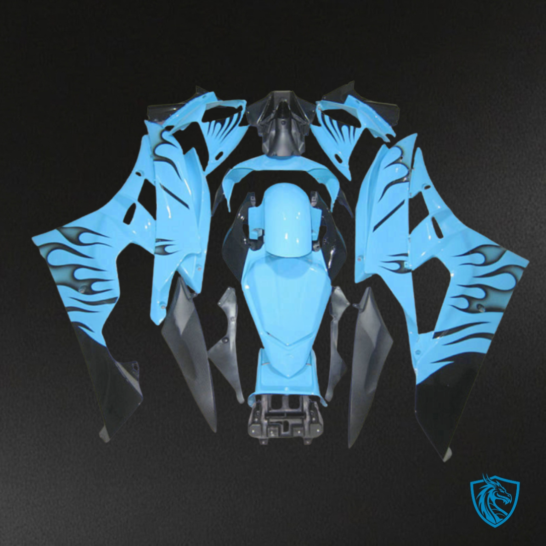 Yamaha YZF R6 (2006-2007) Light Blue & Black Fairing Kit - Aftermarket ABS Bodywork