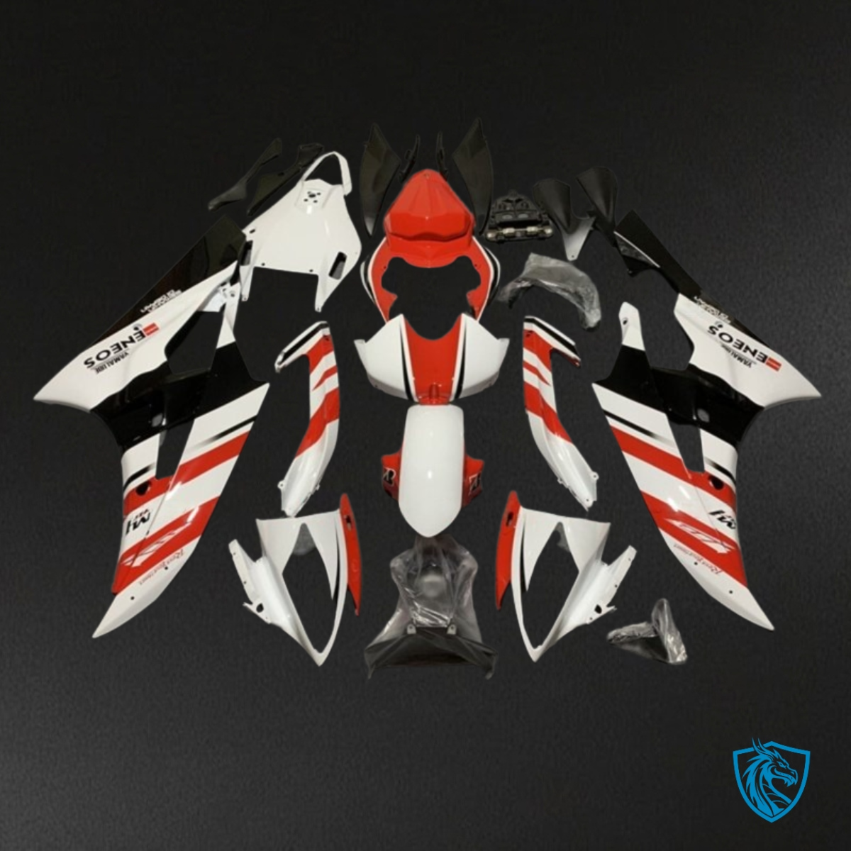Yamaha YZF R6 (2006-2007) Red, White & Black Stripes Fairings Kit | ABS Bodywork