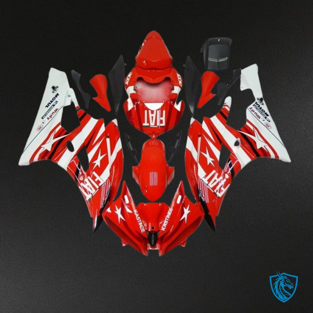 Yamaha YZF R6 (2006-2007) Red, Black & White Fiat Fairing Kit | ABS Bodywork
