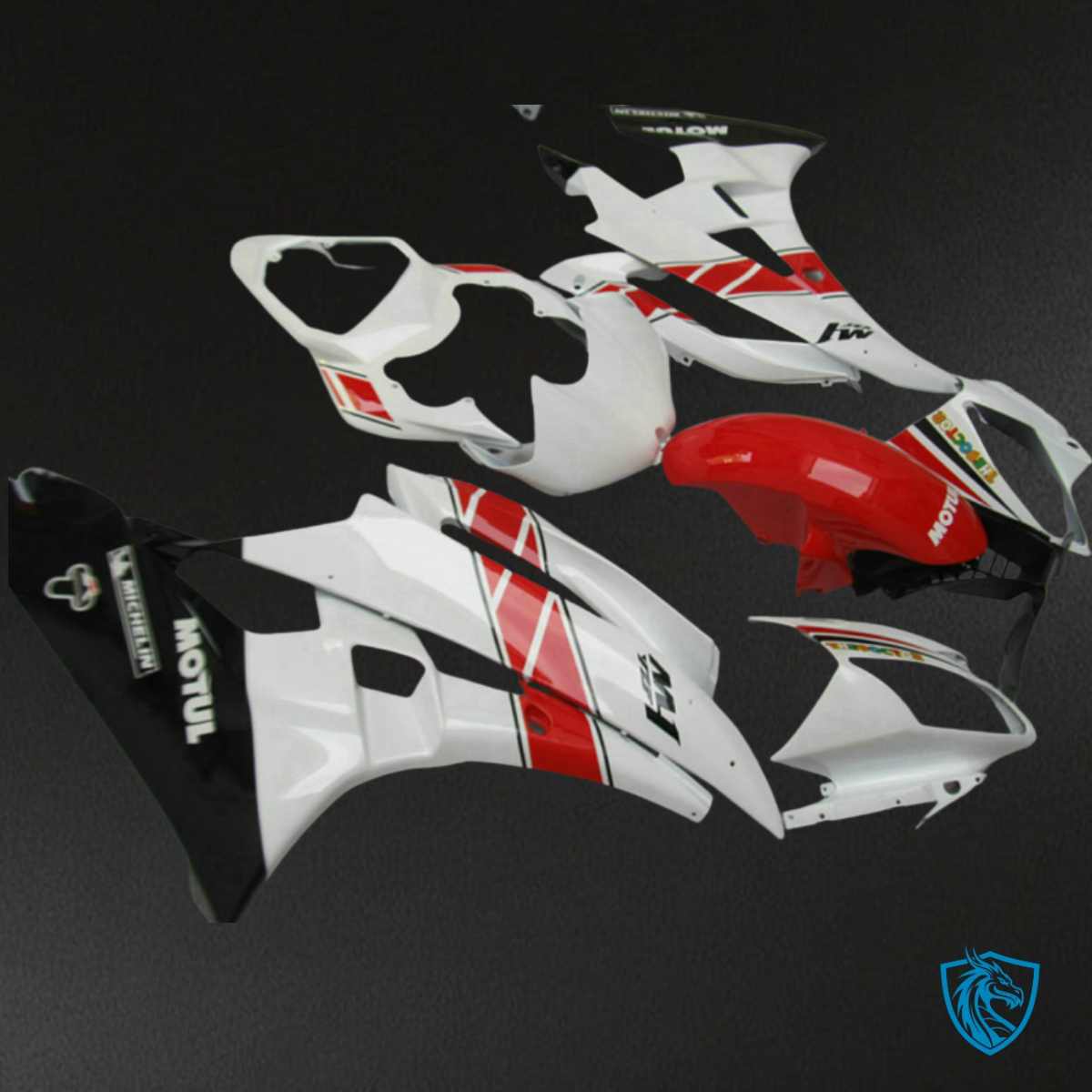 Yamaha YZF R6 (2006-2007) Red, Black & White Fairing Kit - Aftermarket ABS Bodywork