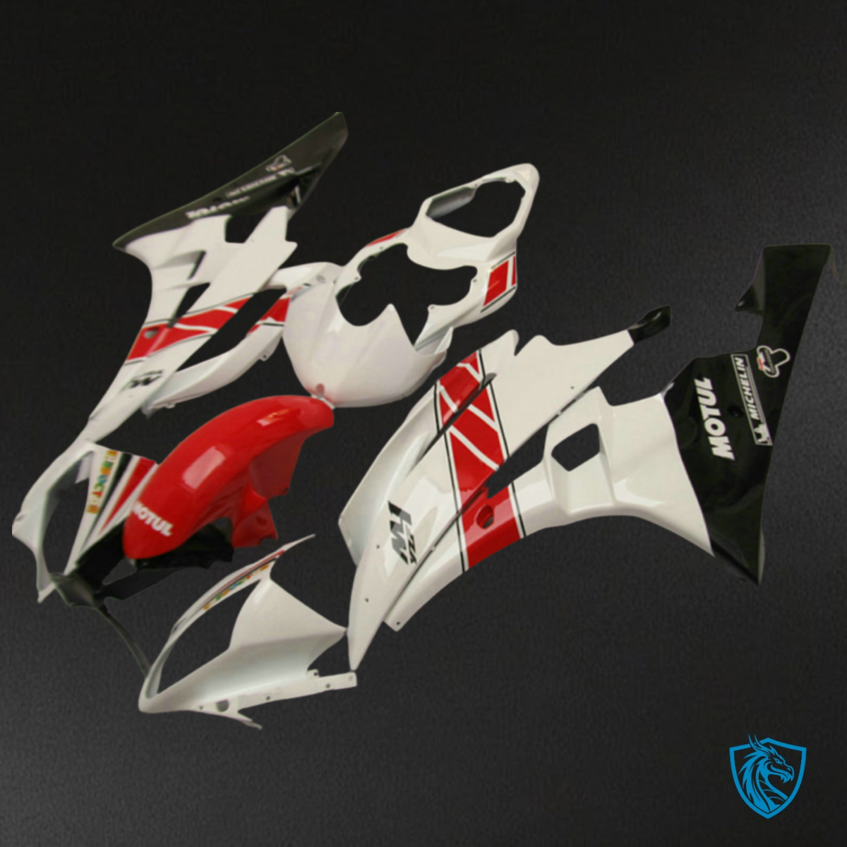 Yamaha YZF R6 (2006-2007) Red, Black & White Fairing Kit - Aftermarket ABS Bodywork