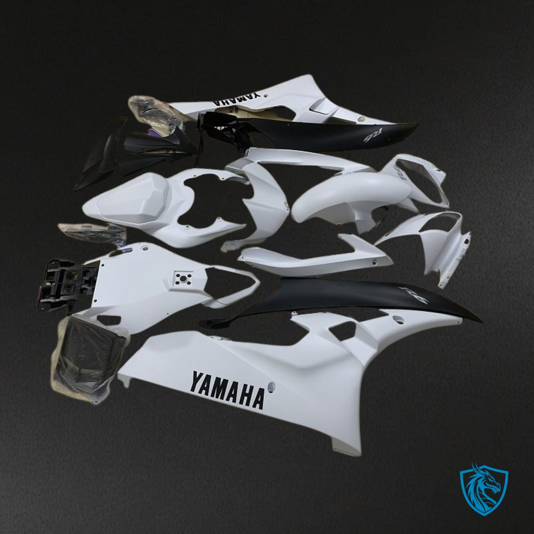 Yamaha YZF R6 (2006-2007) White & Matte Black Fairing Kit - Aftermarket ABS Bodywork