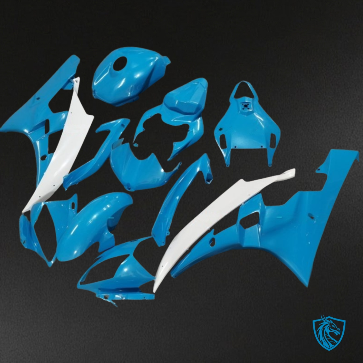 Yamaha YZF R6 (2006-2007) Light Blue & Glossy White Fairing Kit | ABS Bodywork