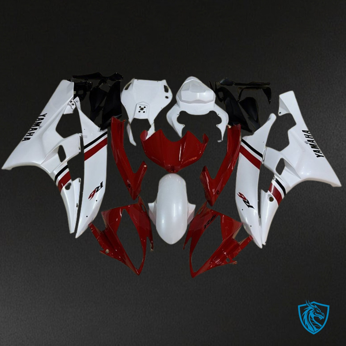 Yamaha YZF R6 (2006-2007) White & Red Stripe - MERGEment Motorcycle Fairings Kit